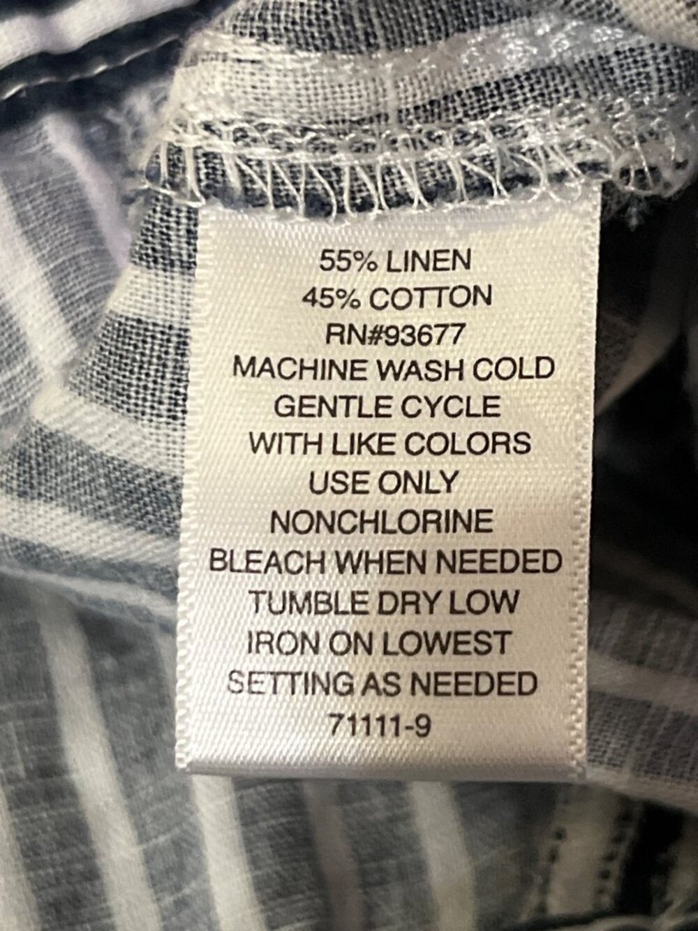 Liz Claiborne Cropped Pants Womens XL Navy White Stripe Linen Used - Picture 8 of 14
